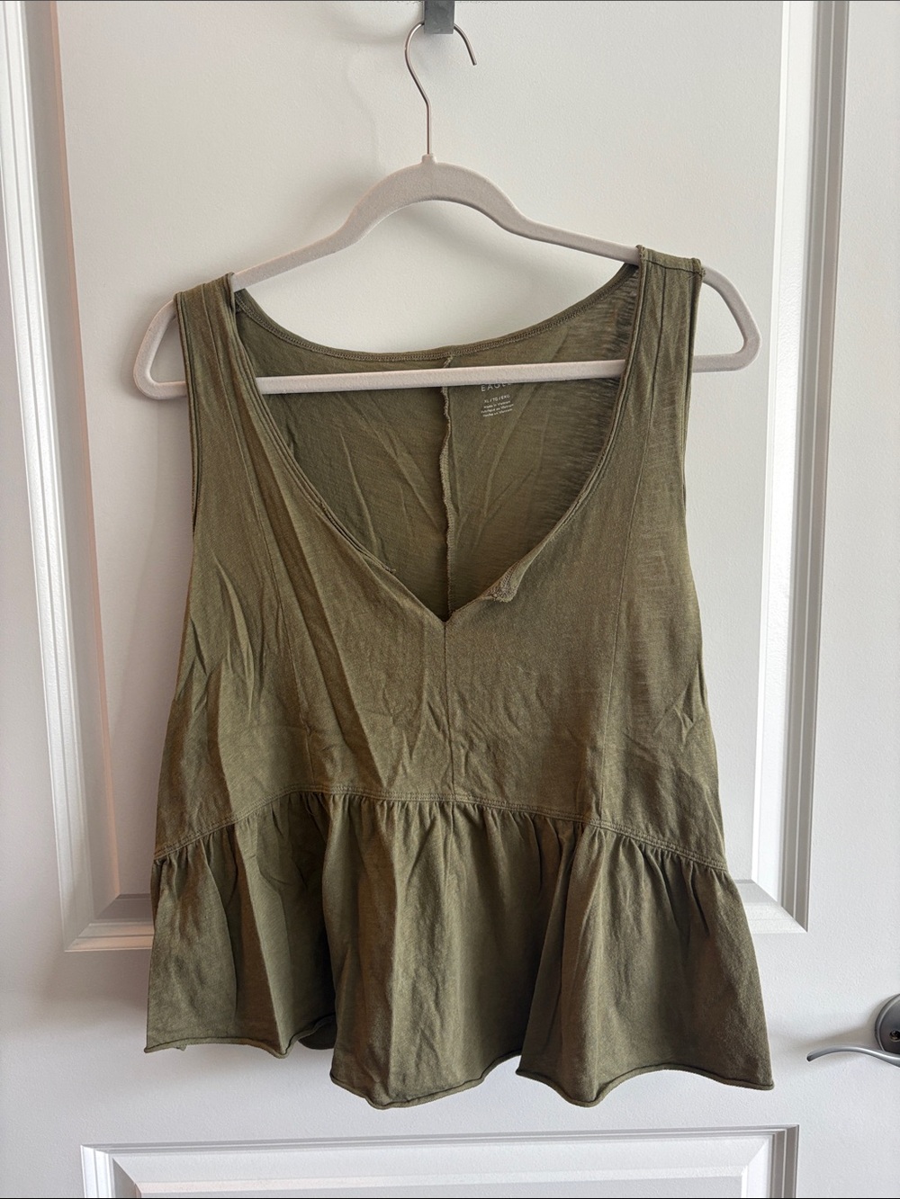 American Eagle Outfitters Olive Green Sleeveless Peplum Tank Top